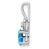 Sterling Silver Rhodium-plated Light Swiss Blue Topaz & Diam. Pendant - QB-DA45B3DF-1505