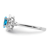 Sterling Silver Rhodium-plated Light Swiss Blue Topaz & Diam. Ring - QB-2AF7E367-1149