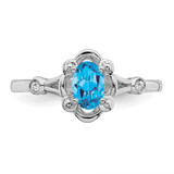 Sterling Silver Rhodium-plated Light Swiss Blue Topaz & Diam. Ring - QB-2AF7E367-1149