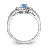 Sterling Silver Rhodium-plated Light Swiss Blue Topaz & Diam. Ring - QB-3B347357-1056