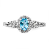 Sterling Silver Rhodium-plated Light Swiss Blue Topaz & Diam. Ring - QB-B8F9A325-2486
