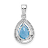 Sterling Silver Rhodium-plated Light Swiss Blue Topaz & Diamond Pendant - QD-126FE523-8400