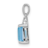Sterling Silver Rhodium-plated Light Swiss Blue Topaz & Diamond Pendant - QD-473076F8-1698