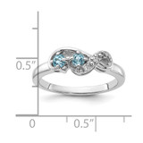 Sterling Silver Rhodium-plated Light Swiss Blue Topaz and CZ Swirl Ring - QR-8F3C849A-8717