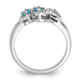 Sterling Silver Rhodium-plated Light Swiss Blue Topaz and CZ Swirl Ring - QR-D09100A1-4626