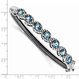 Sterling Silver Rhodium-plated Light Swiss Blue Topaz Hinged Bangle - QX-5F79EF27-8444