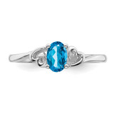 Sterling Silver Rhodium-plated Light Swiss Blue Topaz Ring - QB-1735AC71-8583
