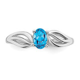 Sterling Silver Rhodium-plated Light Swiss Blue Topaz Ring - QB-EB0C2285-9002