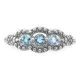 Sterling Silver Rhodium-plated Light Swiss Blue Topaz Ring - QR-8851EE4C-3805