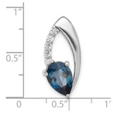Sterling Silver Rhodium-plated London Blue Topaz and CZ Chain Slide - QP-76CAAA81-3013