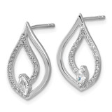 Sterling Silver Rhodium-plated Marquise CZ Polished Teardrop Post Earrings