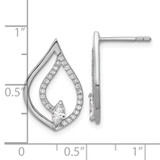 Sterling Silver Rhodium-plated Marquise CZ Polished Teardrop Post Earrings