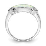 Sterling Silver Rhodium-plated Marquise Lab Created Opal & CZ Ring - QR-8E015C17-4759