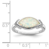 Sterling Silver Rhodium-plated Marquise Lab Created Opal & CZ Ring - QR-8E015C17-4759