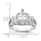 Sterling Silver Rhodium-plated Marquise Shape Center CZ Ring - QR-0808F06A-4303