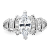 Sterling Silver Rhodium-plated Marquise Shape Center CZ Ring - QR-723A9486-5091