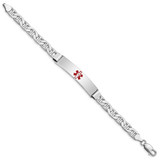 Sterling Silver Rhodium-plated Medical ID Anchor Link Bracelet - XS-0F304B76-9959