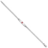 Sterling Silver Rhodium-plated Medical ID Anchor Link Bracelet - XS-CF07C2F8-5789