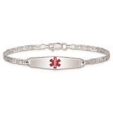 Sterling Silver Rhodium-plated Medical ID Anchor Link Bracelet - XS-FAF67DA5-5798