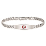 Sterling Silver Rhodium-plated Medical ID Bracelet w/Curb Link - XS-FB0B88EF-4894