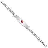 Sterling Silver Rhodium-plated Medical ID Curb Link Bracelet - XS-802F26E5-9516