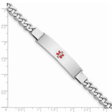 Sterling Silver Rhodium-plated Medical ID Curb Link Bracelet - XS-AB0A6F08-3892
