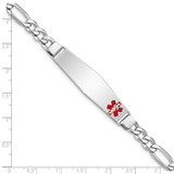 Sterling Silver Rhodium-plated Medical ID Figaro Link Bracelet - XS-8EBBD27B-9994
