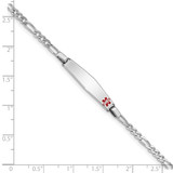 Sterling Silver Rhodium-plated Medical ID Figaro Link Bracelet - XS-A3FFB800-4268
