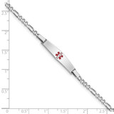 Sterling Silver Rhodium-plated Medical ID Figaro Link Bracelet - XS-FC44DBB5-8228