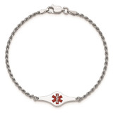 Sterling Silver Rhodium-plated Medical ID Rope Link Bracelet - XS-1873A3B2-2410