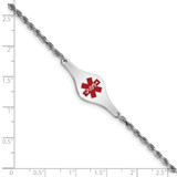 Sterling Silver Rhodium-plated Medical ID Rope Link Bracelet - XS-6E47C6C0-7745