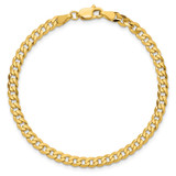 14K 7 inch 3.9mm Flat Beveled Curb with Lobster Clasp Bracelet