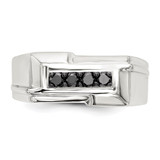 Sterling Silver Rhodium-plated Mens Black Diamond Polished Ring - QR-D2386325-2072