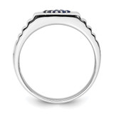Sterling Silver Rhodium-plated Men's Blue Sapphire Ring - QR-8413DD65-6389