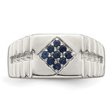 Sterling Silver Rhodium-plated Men's Blue Sapphire Ring - QR-8413DD65-6389