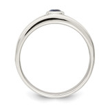 Sterling Silver Rhodium-plated Men's Blue Sapphire Ring - QR-D6B837B8-2142