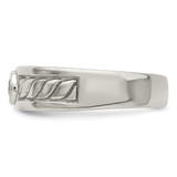 Sterling Silver Rhodium-plated Men's Blue Sapphire Ring - QR-D6B837B8-2142
