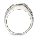 Sterling Silver Rhodium-plated Men's CZ & Onyx Ring - QR-89CDC6EF-7422