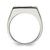 Sterling Silver Rhodium-plated Men's CZ & Onyx Ring - QR-95D6B2C5-4215