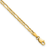 14K 7 inch 3mm Concave Open Figaro with Lobster Clasp Bracelet