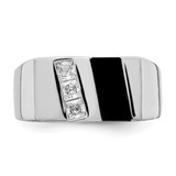 Sterling Silver Rhodium-plated Men's CZ and Onyx Ring - QR-521D6B2D-4344