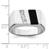 Sterling Silver Rhodium-plated Men's CZ and Onyx Ring - QR-89672436-5997