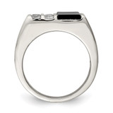 Sterling Silver Rhodium-plated Men's CZ and Onyx Ring - QR-AB05F58A-3494