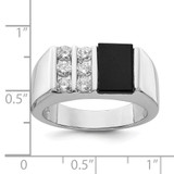 Sterling Silver Rhodium-plated Men's CZ and Onyx Ring - QR-AB05F58A-3494