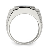 Sterling Silver Rhodium-plated Men's CZ and Onyx Ring - QR-B7A9AB44-7762