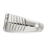 Sterling Silver Rhodium-plated Men's CZ and Onyx Ring - QR-B7A9AB44-7762