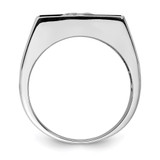 Sterling Silver Rhodium-plated Men's CZ and Onyx Ring - QR-EAD791A7-7789