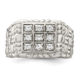 Sterling Silver Rhodium-plated Men's CZ Ring - QR-446ECD3F-6652
