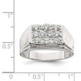 Sterling Silver Rhodium-plated Men's CZ Ring - QR-94962471-5757