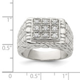 Sterling Silver Rhodium-plated Men's CZ Ring - QR-9F30572B-9936